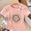 Girls' Summer Short-sleeved New Chinese Style Girls' Fashionable T-shirts Children's Summer Chinese Style Tops