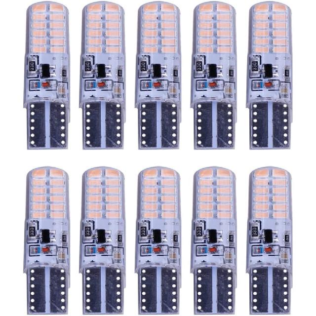 10Pcs W5W T10 Strobe Flash LED Silicone Gel Light 194 168 3014 24SMD Strobe Flash Two Modes of Operation Car Light Bulbs 12V,White