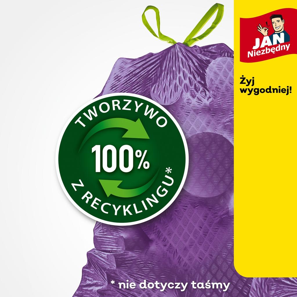 Jan Niezbędny Garbage Bags With Tape Magnum Flex Strong Lavender 35L 12 Pcs