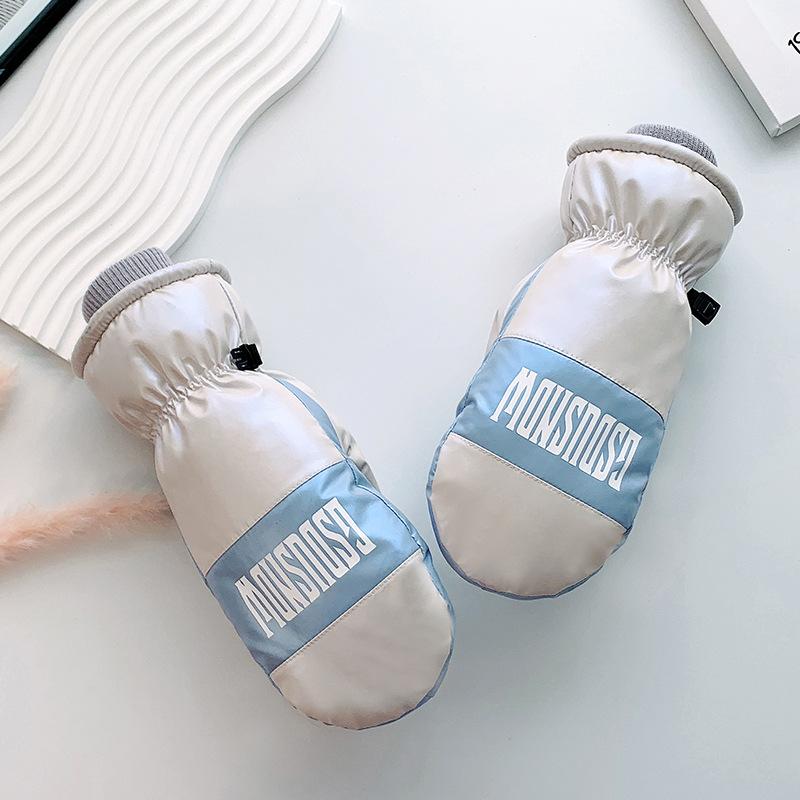 Damen-Winter-Skihandschuhe, Outdoor-Sporthandschuhe, helle Farbe, modisch, wasserdicht, warm und kalt