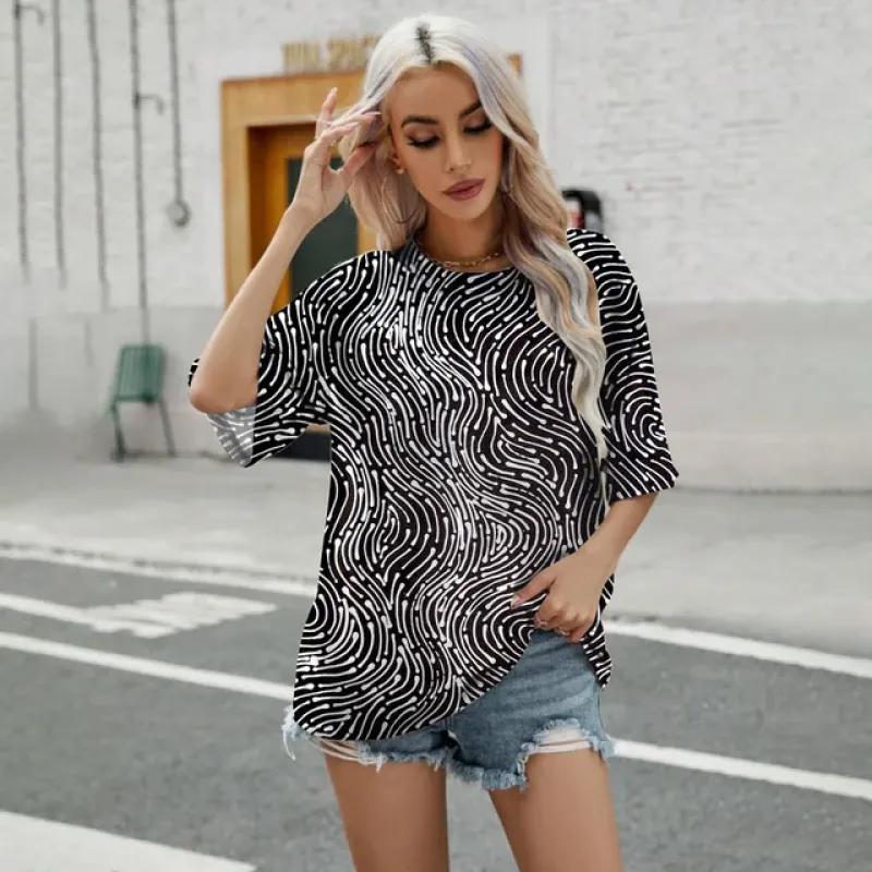 

Модный простой женский большой элегантный топ с 3D животным принтом, лето 2024, крутая и удобная уличная футболка с круглым вырезом для отдыха 6XL