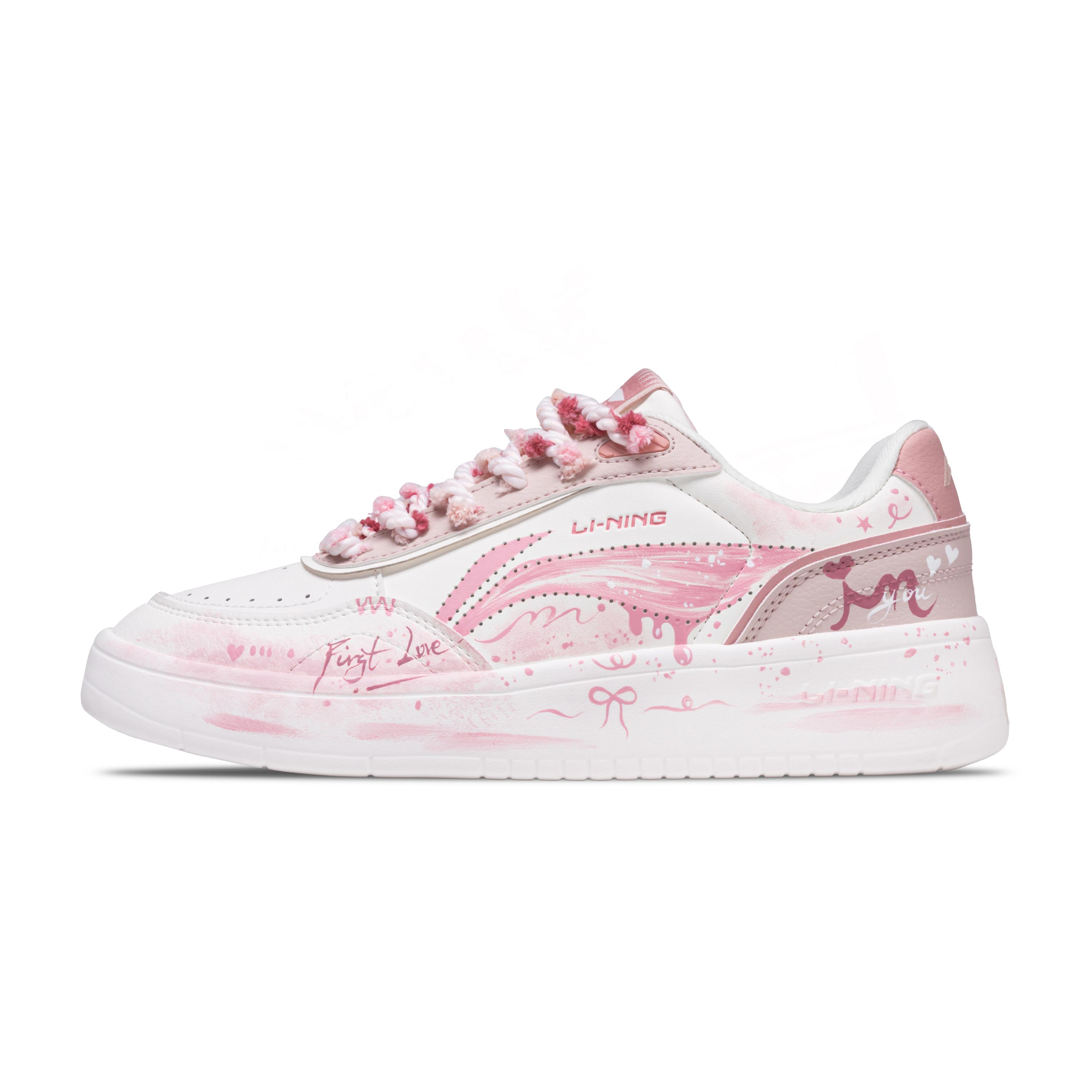 

Li Ning Sourdough Slip Resistant, Abrasion Resistant, Breathable Low top Skateboard Shoes Women s Pink White AGCU112-1(Team420-) 36