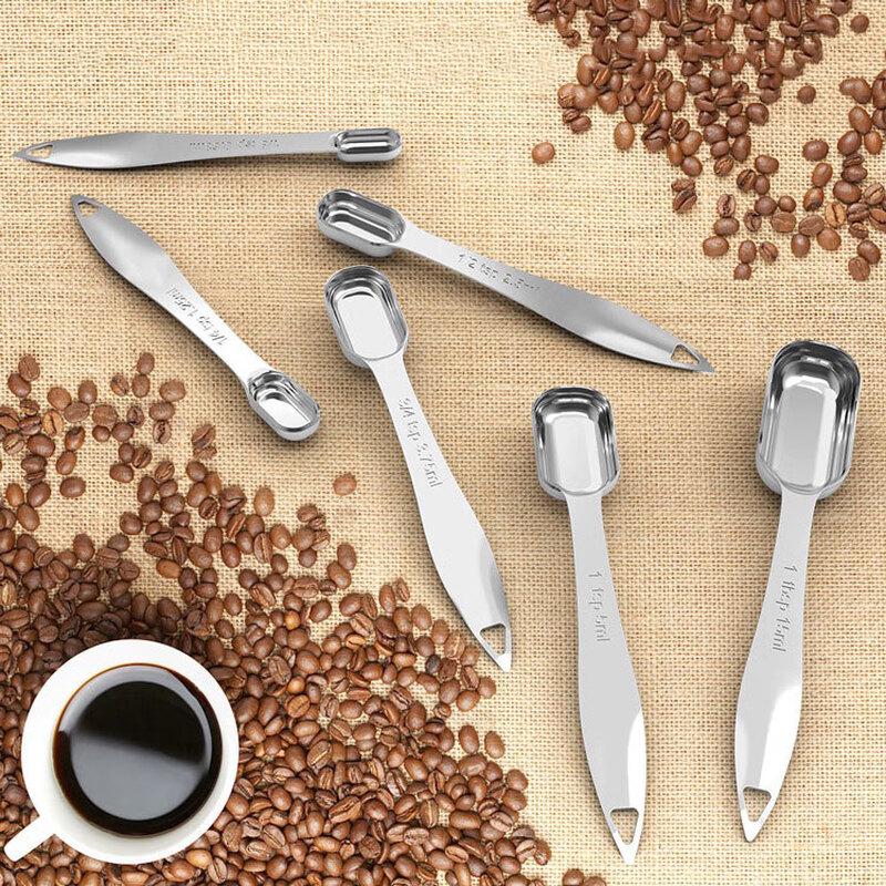 6-Piece Stainless Steel Measuring Spoon Set with Scale