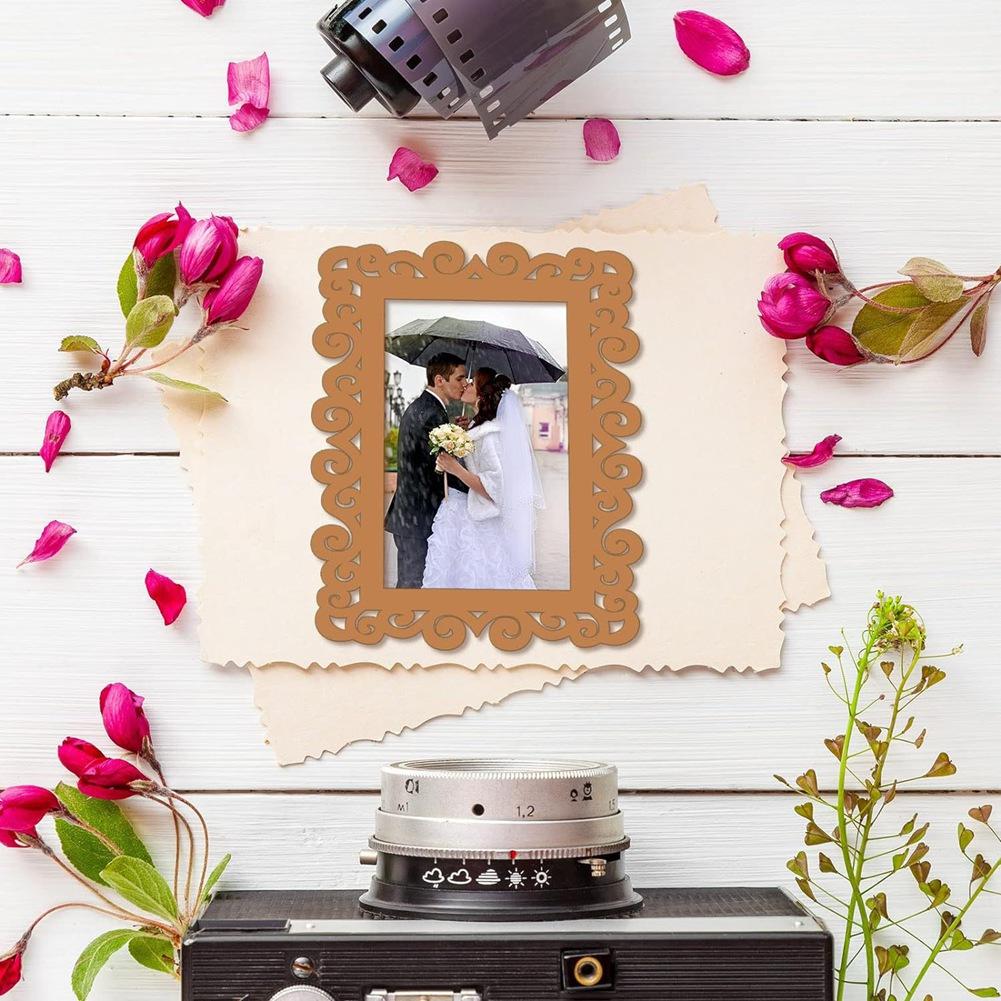 Good-24PCS Wooden Hollow Decoration DIY Wooden Photo Frame Photo Ornament Wedding Photo Frames Wood Photo Frame Cutout