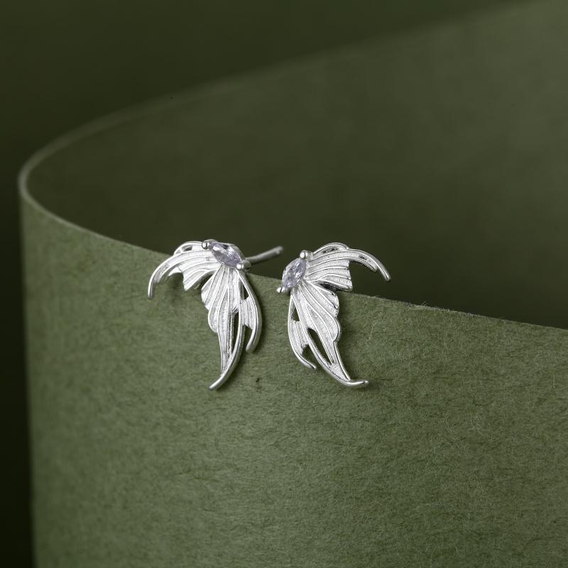 2 Pairs Silver Creative Small Angel Wings Earrings For Women Girls Cz Studs Wedding Party Luxury Ear Jewelry Birthday Gifts