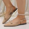 Women Summer French Style Open Back Mary Jane Flat Shoes Square Toe One Strap Bow Accent Casual Slip On Flats