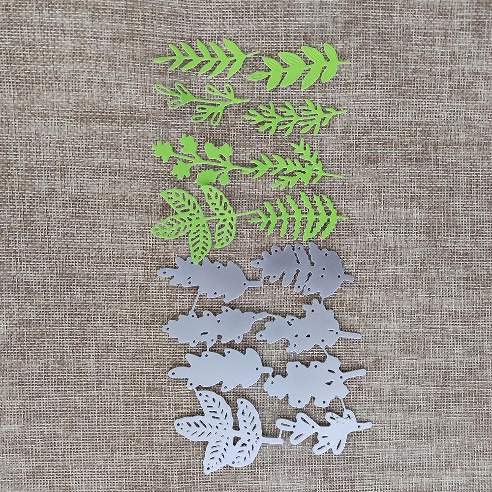 8pcs Leaves Frame Metal Silvery Stencil Embossing Cutting Dies For Diy Scrapbooking Paper Album Cards Making