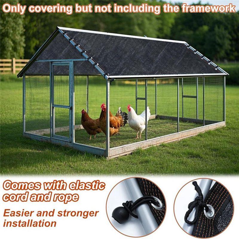 A60ZUV 90% Shade Cloth For Summer 11.5 X 6.6 FT Chicken Cages Cover With 20 Pcs Ball Bungees Cords- Chicken Coop Covermay