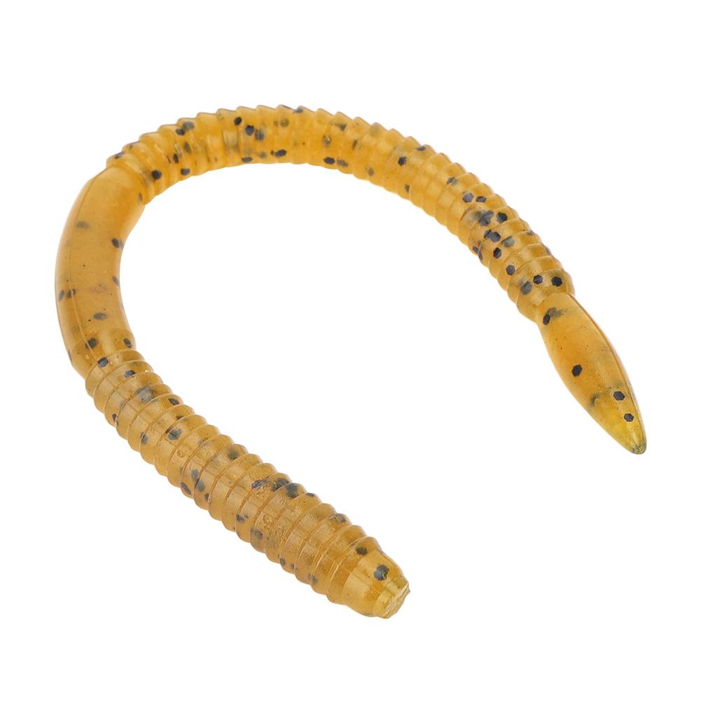 10 Stück Weiche Angelköder Künstliche Würmer Simulation Regenwurm Fischköder Zubehör 15cm braun mit schwarzen Punkten