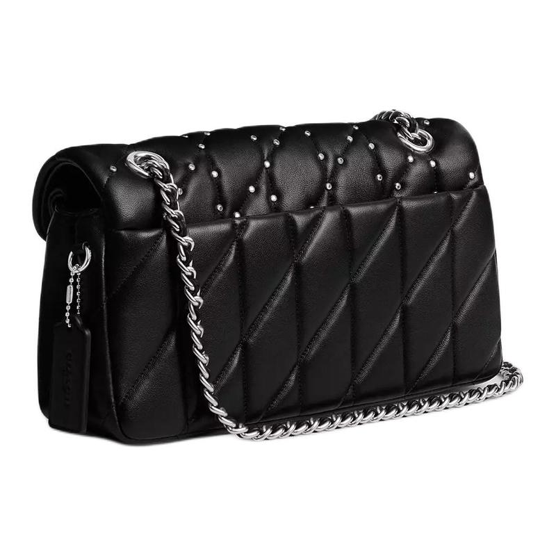 Coach Tabby 26 Metal Logo Magnetic Snap Nappa Leather Shoulder Crossbody Bag Medium Women's Black