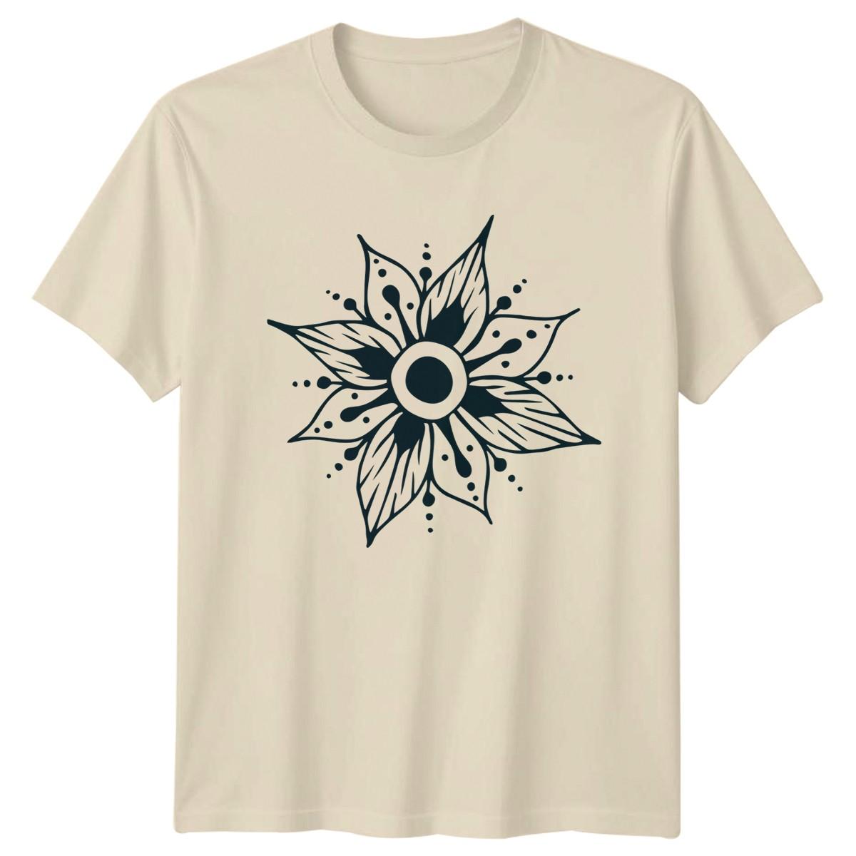 Stylized Bohemian Floral Mandala Tattoo T-Shirt Mandala Floral Art XXXL
