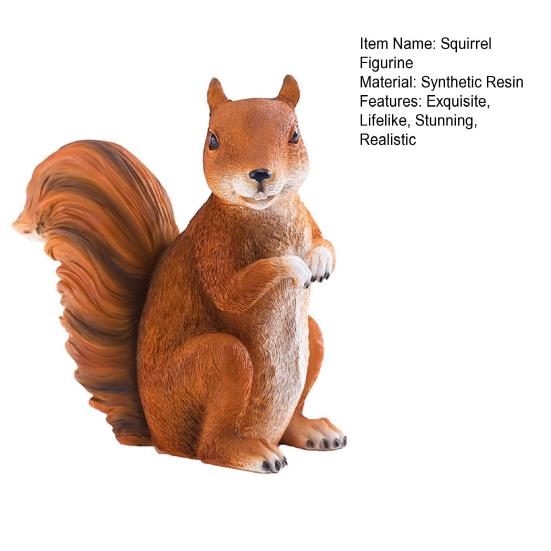 Realistische Eichhörnchen-Figur 20 cm Harz Waldtier-Statue für Innen Außen Garten Hof Terrasse Haus Tischdekoration