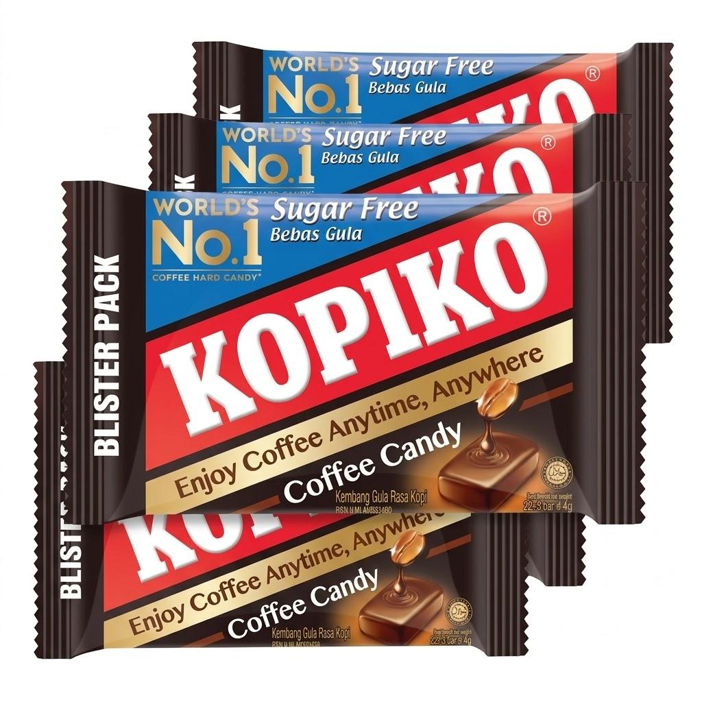 [Kopiko] Kávé / Cappuccino / Cukormentes Kávé ízű Cukorka, Bliszter 32g 5ea red