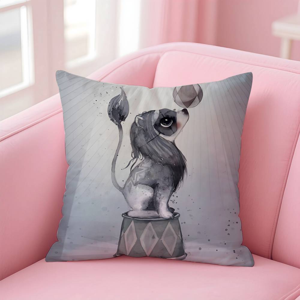 

M--Mrs Mighetto Print Pillow Case pattern printing pillowcase living room sofa cushion cover bedroom room decor 16x16Inch