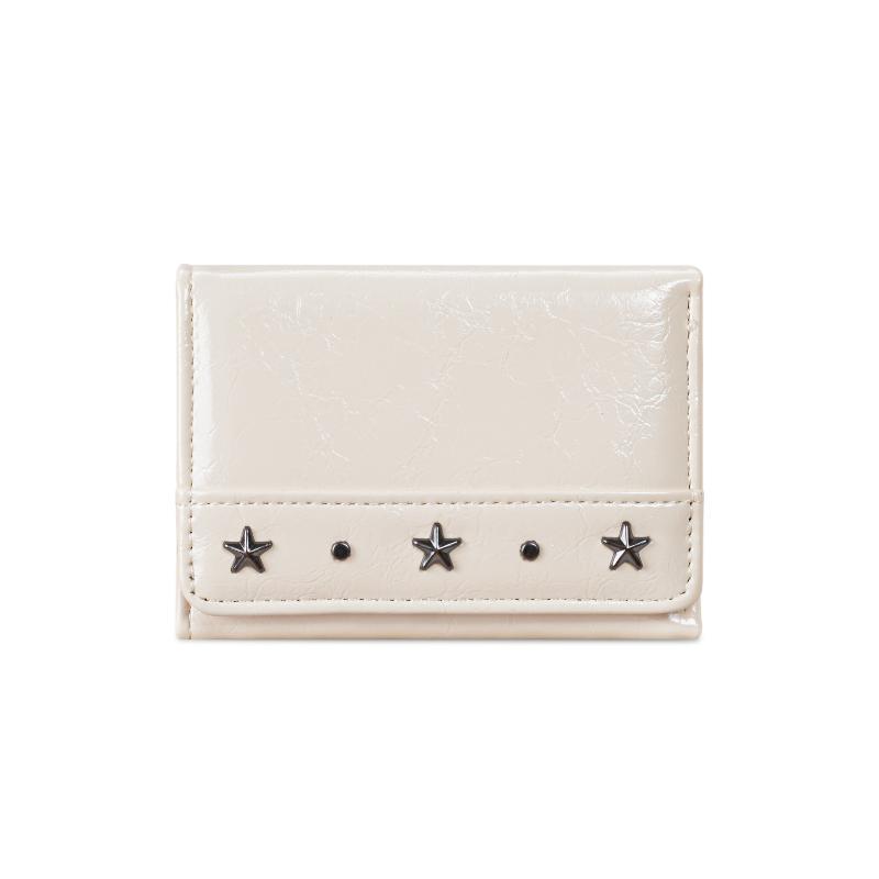 Pu Star Rivet Trifold Wallet Ultra Thin Multiple Slots Card Holder Large Capacity Compact Size Coin Pocket Daily Use
