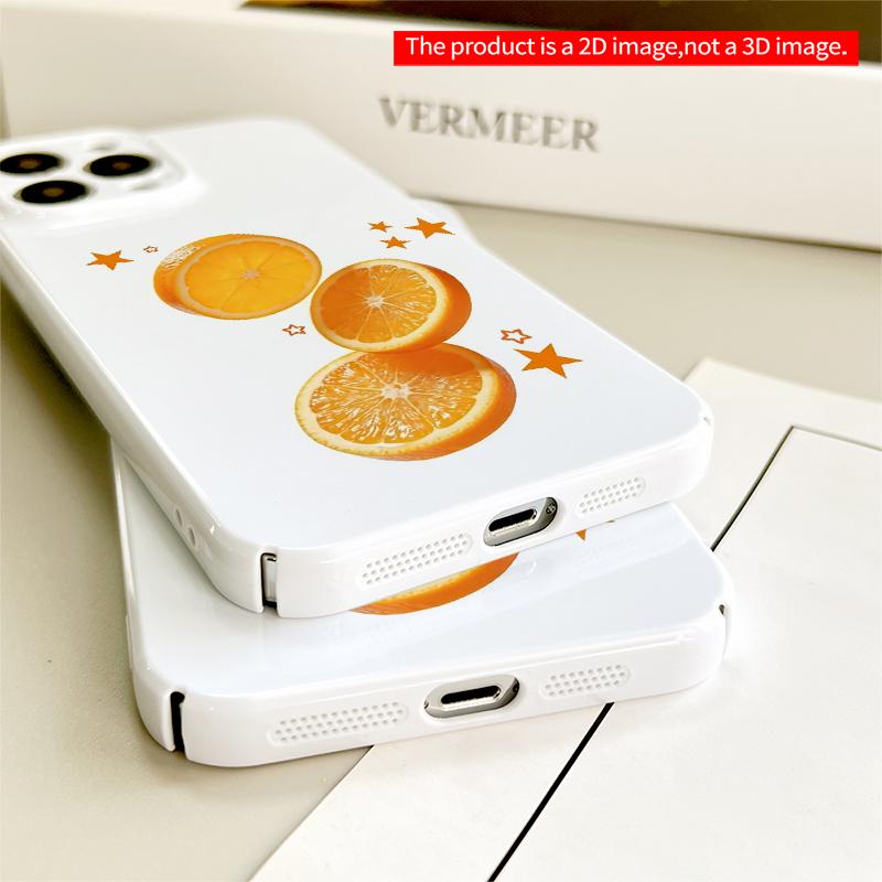 2DFlat Orange Slices with Stars All inclusive film hard iPhone case, compatible with iPhone 18 Pro Max 17 16 15 14 13 12 11