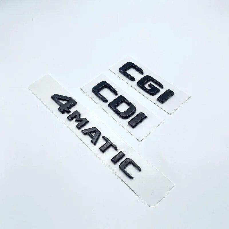 Buchstaben-Emblem für Mercedes Benz CDI CGI TDI 4Matic, Auto-Styling, Kofferraum-Typenschild, Logo-Aufkleber, flache Schriftarten, silberfarben, glänzend, Schwarz