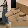 Winter Shoes Women Clogs Platform Casual Female Sneakers Loafers with Fur Flats Soft Shallow Mouth Round Toe Creepers Retro Slip