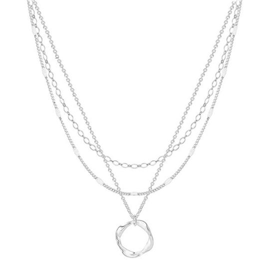 

Женское ожерелье из 3 предметов, трехслойное ожерелье с подвеской в виде змеиной кости, пружинная пряжка, регулируемая длина, ожерелье с подвесками серебряный