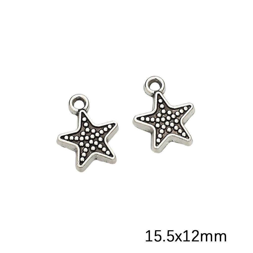 Antique Silver Moon Pentagram Pendant for DIY Jewelry Making