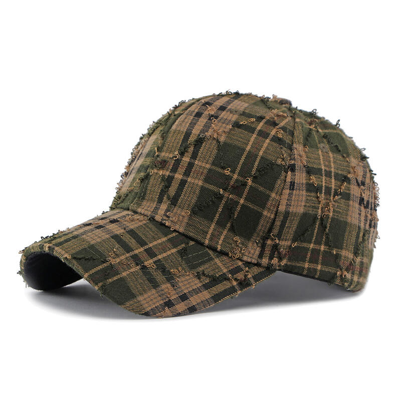 Unisex Distressed Plaid Baseball Cap Vintage Adjustable Sun Hat for Men Women Outdoor Sports