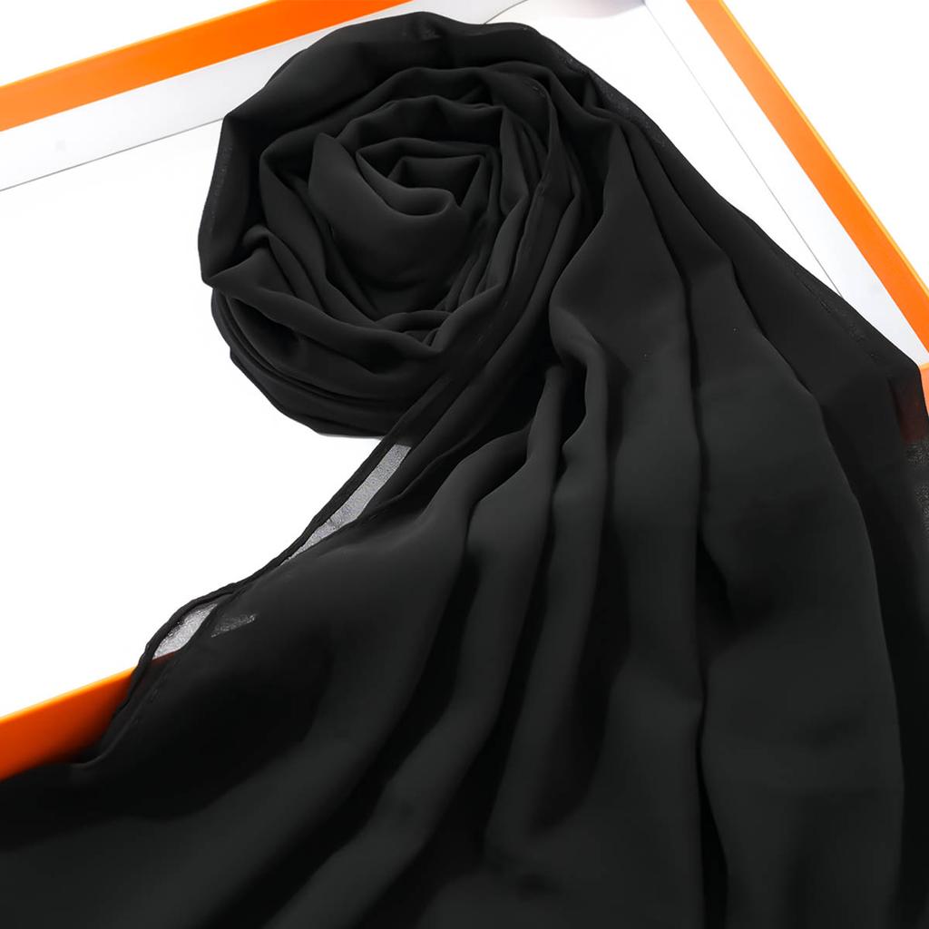 Solid Color Chiffon Scarf Breathable Simple Casual Shawl Hijab Windproof Sunscreen Head Wrap for Women Women Abaya Accessories