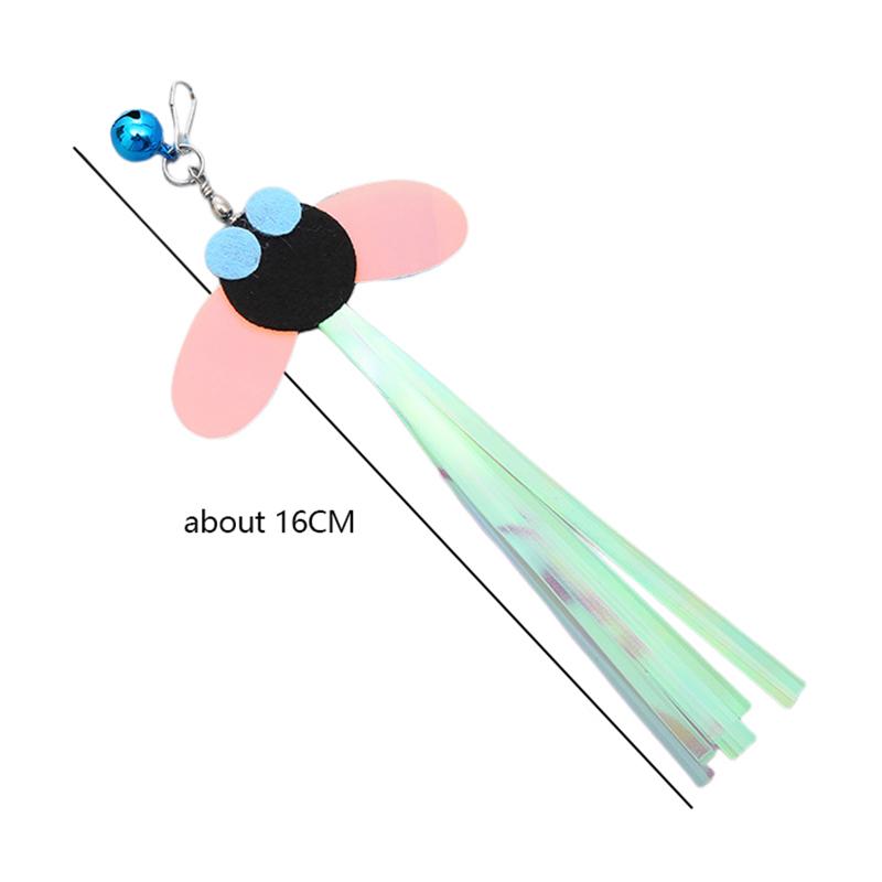 Cat Stick Feather Toys Indoor Cats Pet Toys Feather Replacement Head Cat Sequins Feather Teaser Cat Bell Balls Fuzzy Ball Toys