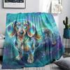 Blue green puppy goat Print Flannel Blanket,High quality Comfortable for All Seasons,Home Decor,Warmth and Comfort,Perfect for Christmas Gifts