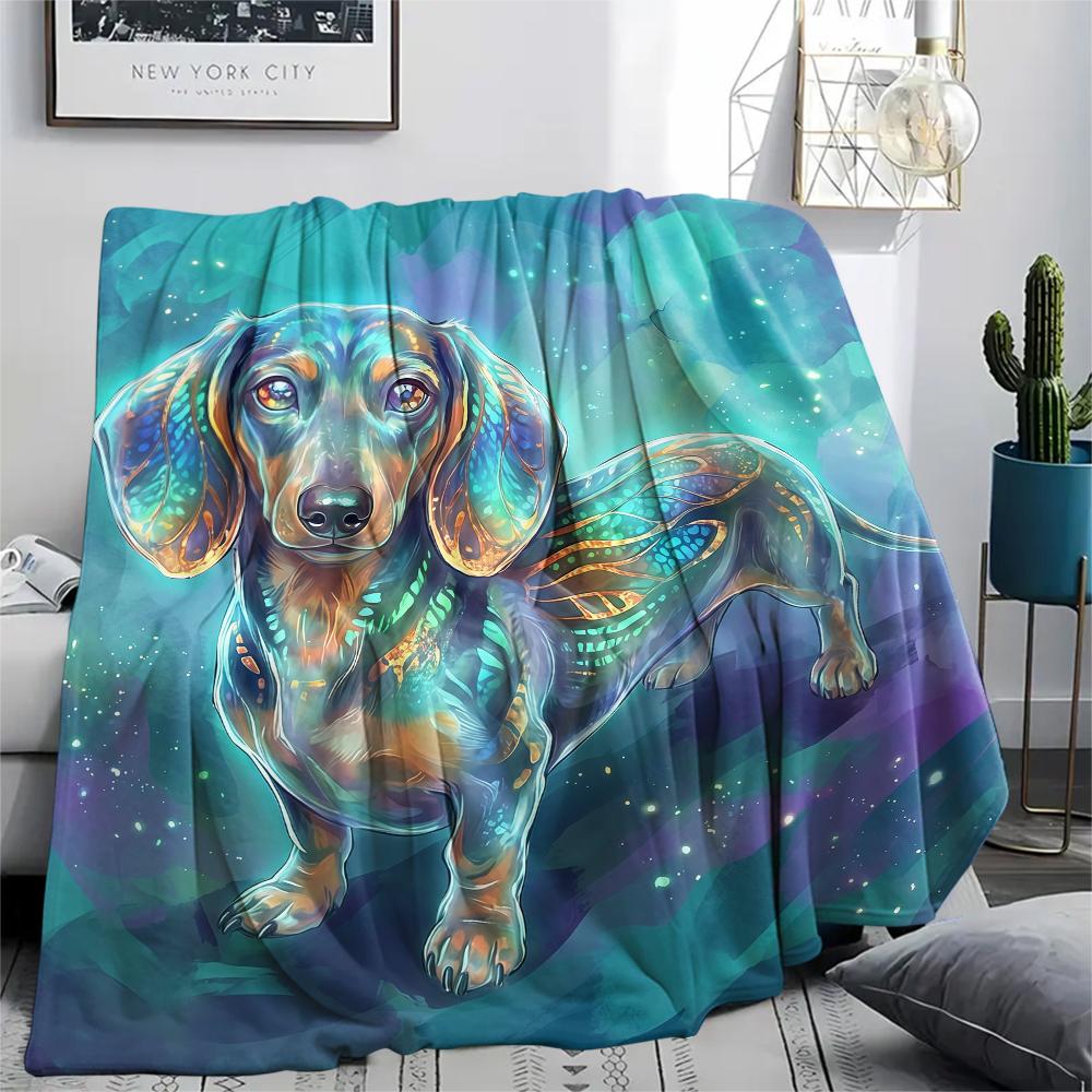 Blue green puppy goat Print Flannel Blanket,High quality Comfortable for All Seasons,Home Decor,Warmth and Comfort,Perfect for Christmas Gifts