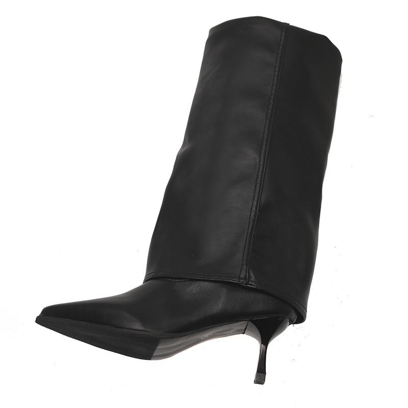Large Size Pointed Fashion Boots Autumn and Winter But Knee Flanged Fashion Boots Show Feminine Elegance