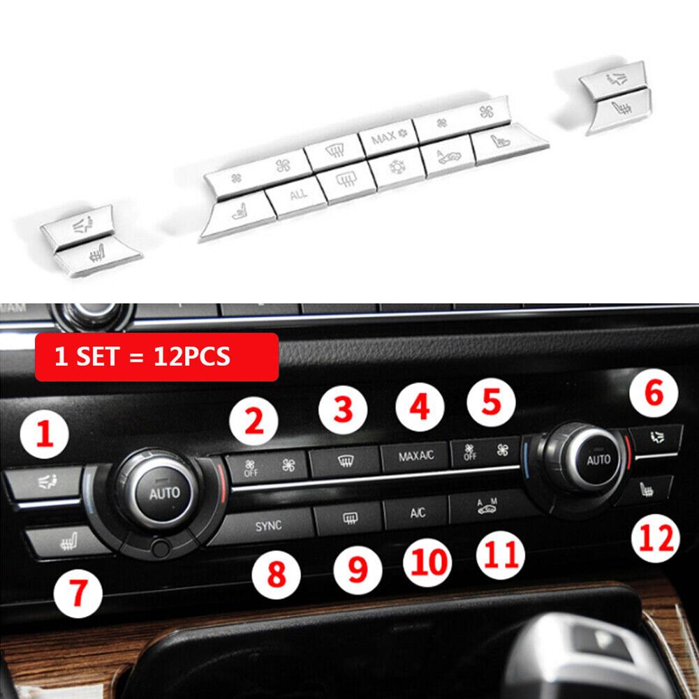 12pcs Car Center Air AC Control Button Cover Trim For BMW 5 6 7 F10 F07 F01 F06 F12 520i/523i/528i/528i XDrive/530i/535i/535i