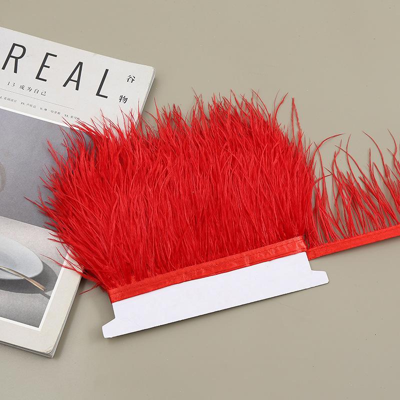 Color 8-10 Cm Ostrich Hair Cloth Edge Clothing Cuffs Hem Ostrich Feather Strips Cloth With Accessories Lace