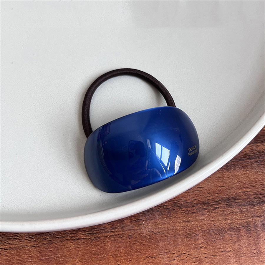 New Oval Acetate Geometric Semicircle Buckle Hair Rope Temperament Practical Elastic Rubber Band Ponytail Head Rope Female