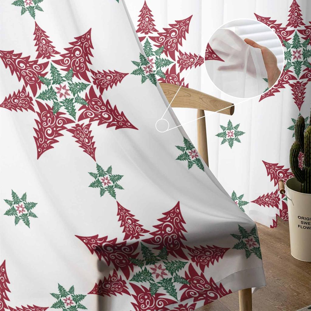 Weihnachten Schneeflocke Abstrakt Schleife Vorhänge für Wohnzimmer Schlafzimmer Heimdekoration Fenster Voile Tüll Vorhang Drapes