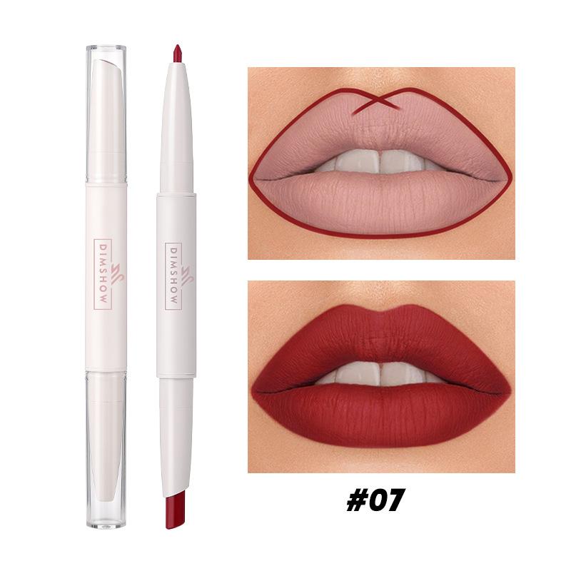 

Dimshow Matte Lip Liner Lipstick 2 In 1 Pen Long Wearing Non Transfer Sexy Red Rotating Double Headed Makeup Cosmetics