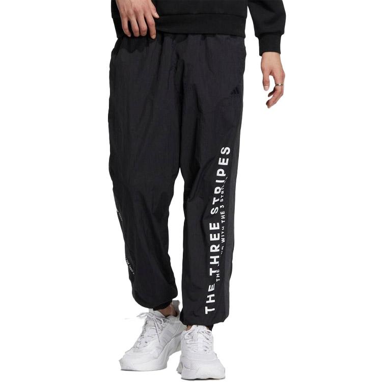Adidas Striped Letter Print Casual Pants Unisex Bottoms Black IA9422