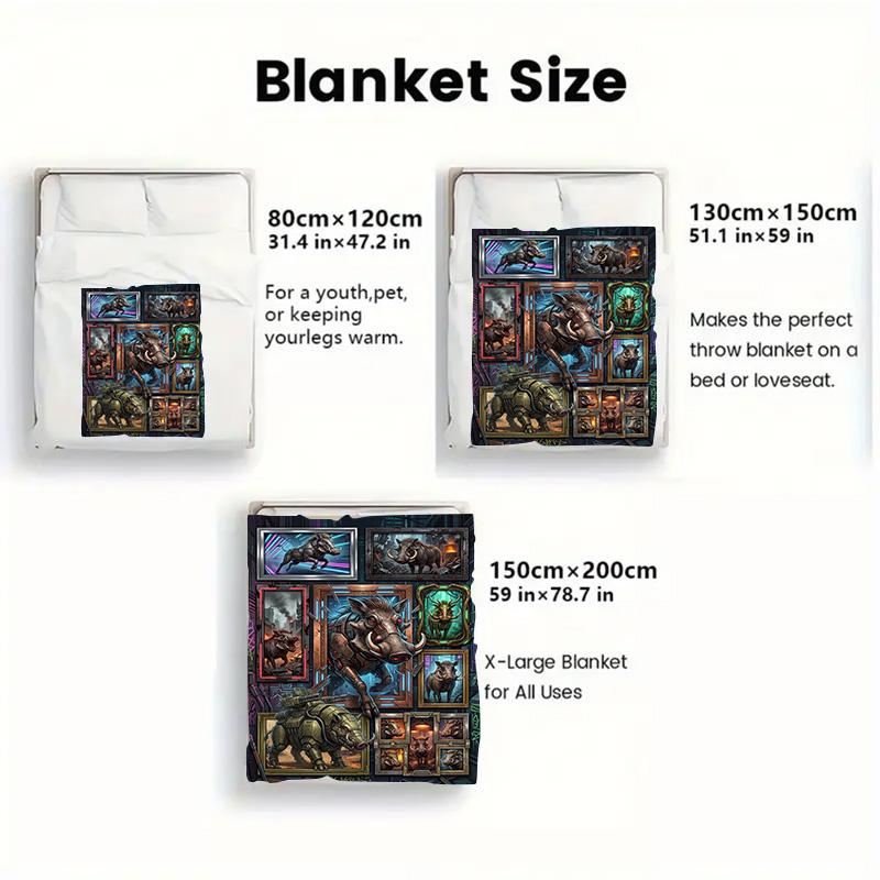 Cybernetic Boar Gallery 2D Flat Pattern Flannel Blanket, High Quality All Seasons, Home Decor, Warmth and Comfort, Perfect for Christmas Gifts.