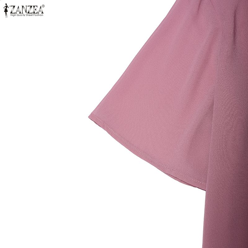 ZANZEA Lässige Damenbluse mit Rundhalsausschnitt und kurzen Ärmeln für den Sommer