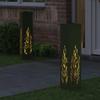 Solar LED Path Light 2 Pcs Olive Green Cold Rolled Steel