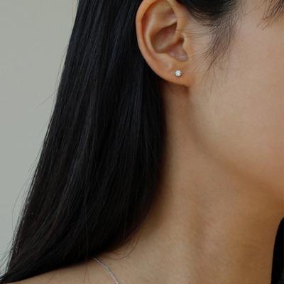 NORMALLEE [White Gold] Basic Cubic Earrings (M)