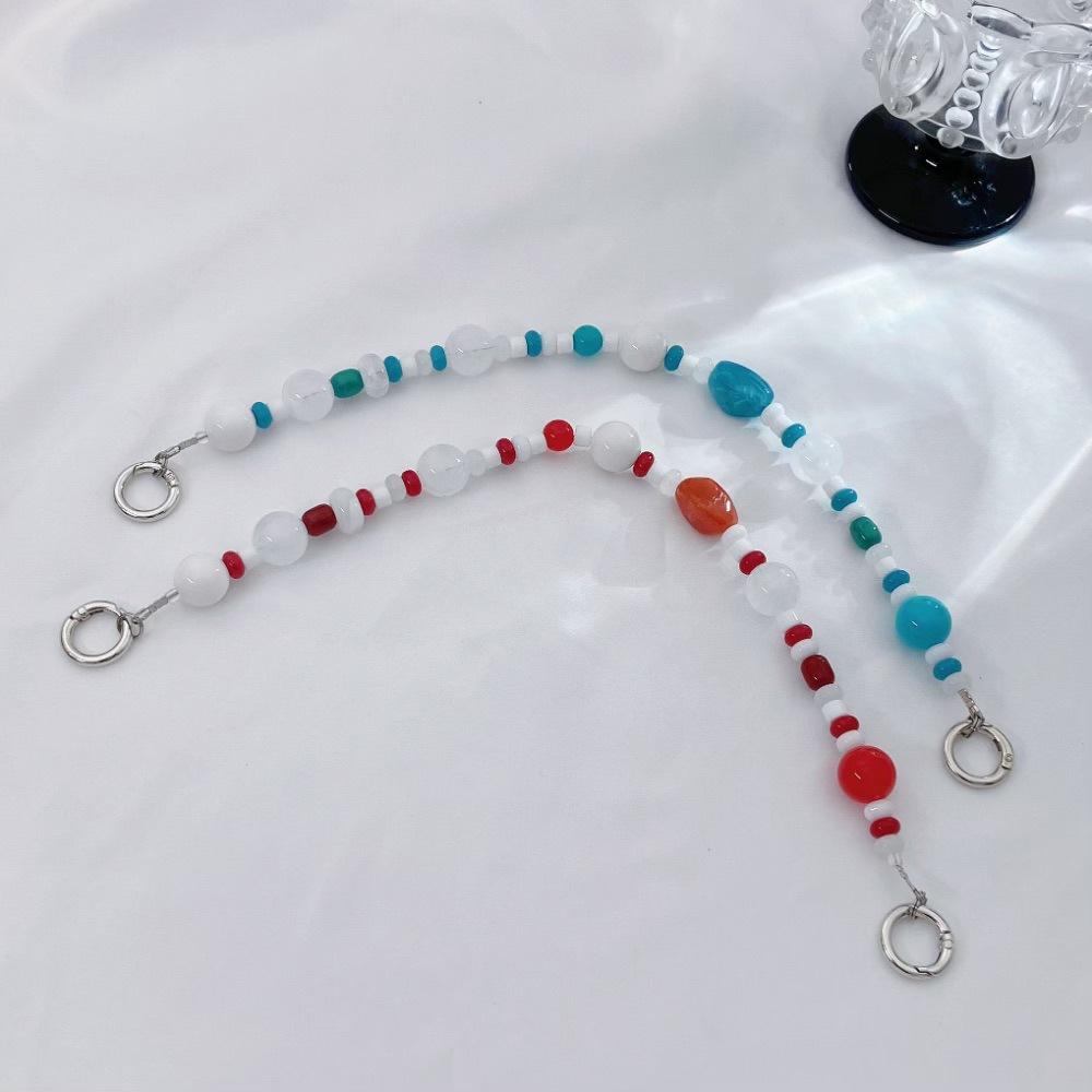 INS Imitation Moonstone Acrylic Beads Fashion Anti-lost Hand Carry Pendant Short Mobile Phone Chain