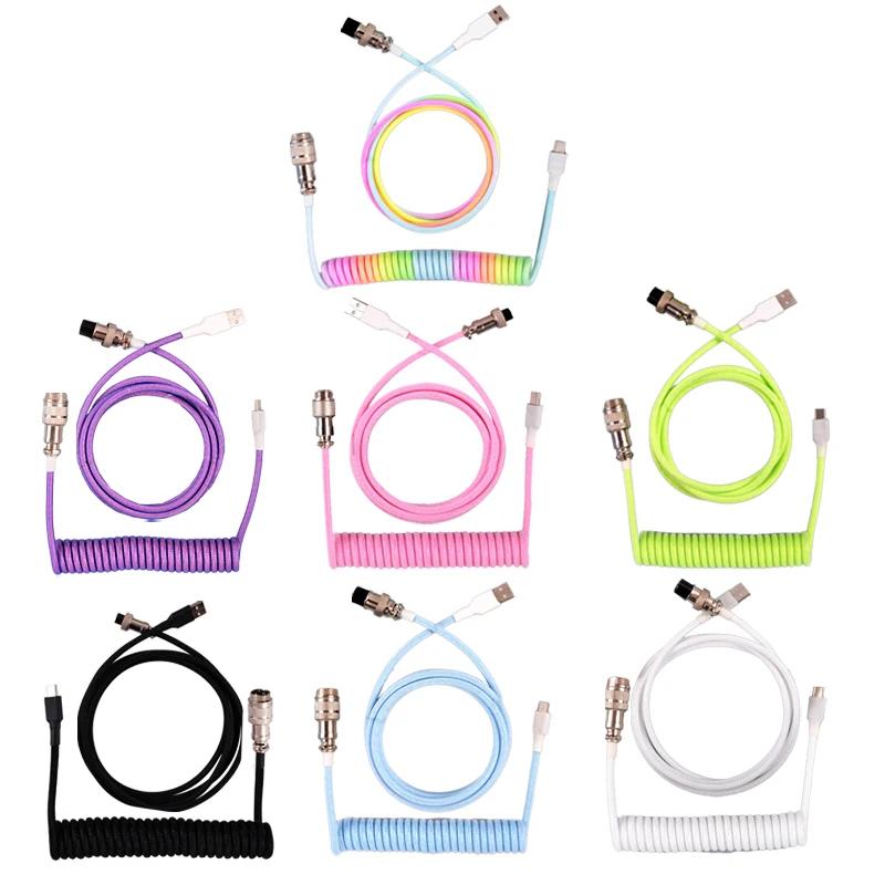 3M USB Type C Keyboard Wire Mechanical Keyboard Aviator Desktop Computer Aviation Connector Mechanical Keyboard Coiled Cable