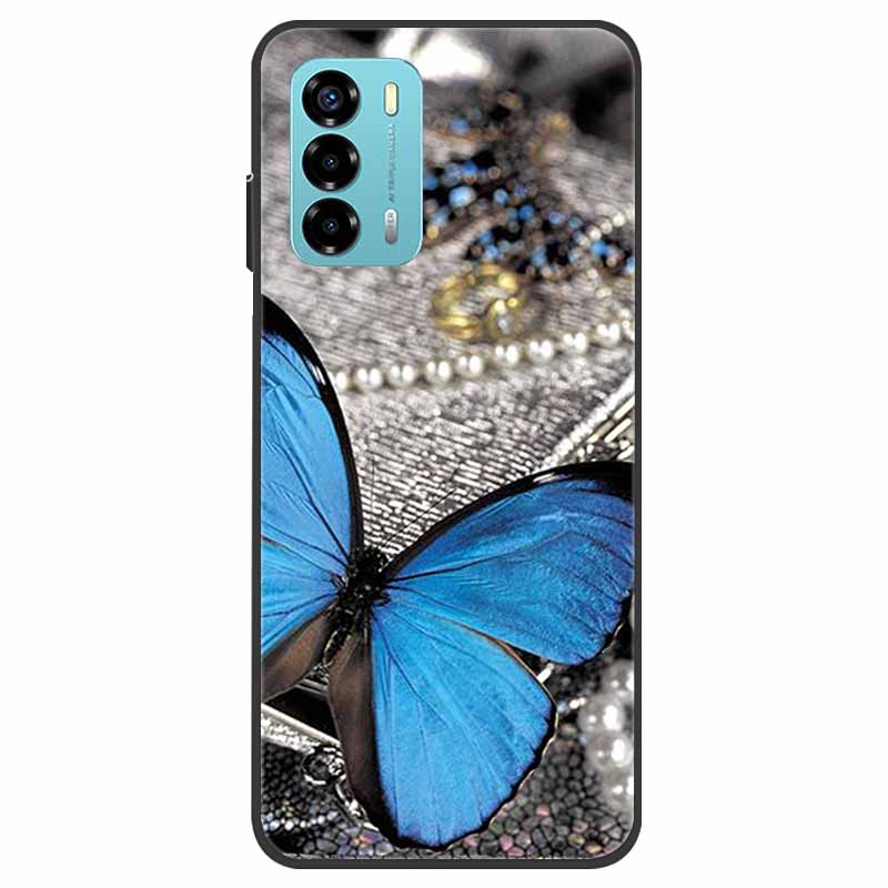 Custodia per ZTE Blade V40 Vita Fiore Marmo Nero Paraurti Morbido TPU Silicone Cover per ZTE V 40 Vita / Blade V40 Vita Custodie per Telefono