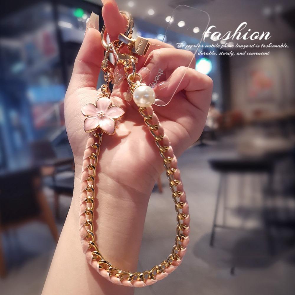 Pearl Cell Phone Chain Flower Pendant Mobile Phone Lanyard Mobile Phone Strap  New Year Gift