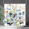 Green Plant Waterproof and Mildew-proof Polyester Bathroom Shower Curtain Shower Curtain Partition Curtain Free of Punching