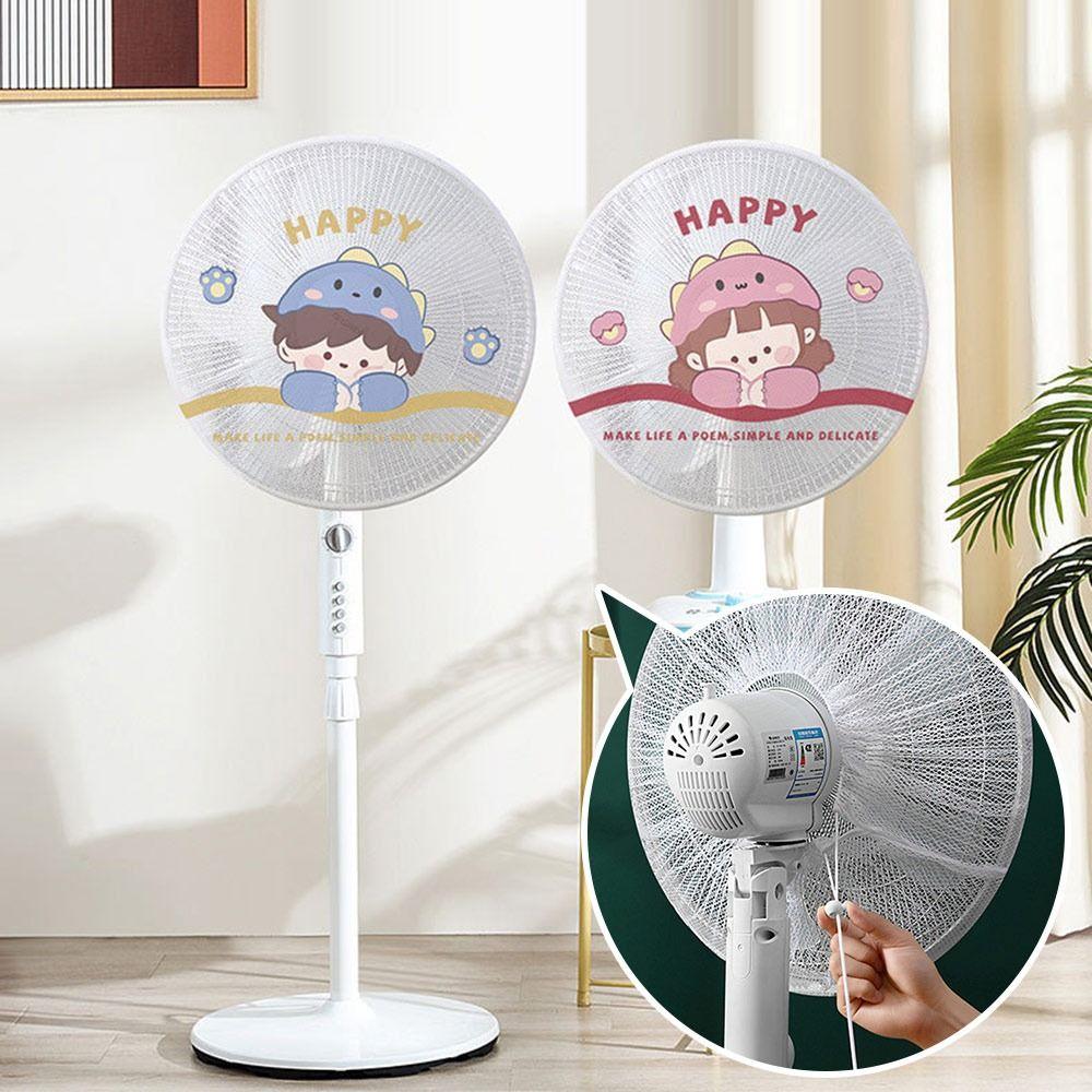 Breathable Fan Safety Protective Mesh Cartoon Mesh Fan Cover Cute Electric Fan Cover  Summer