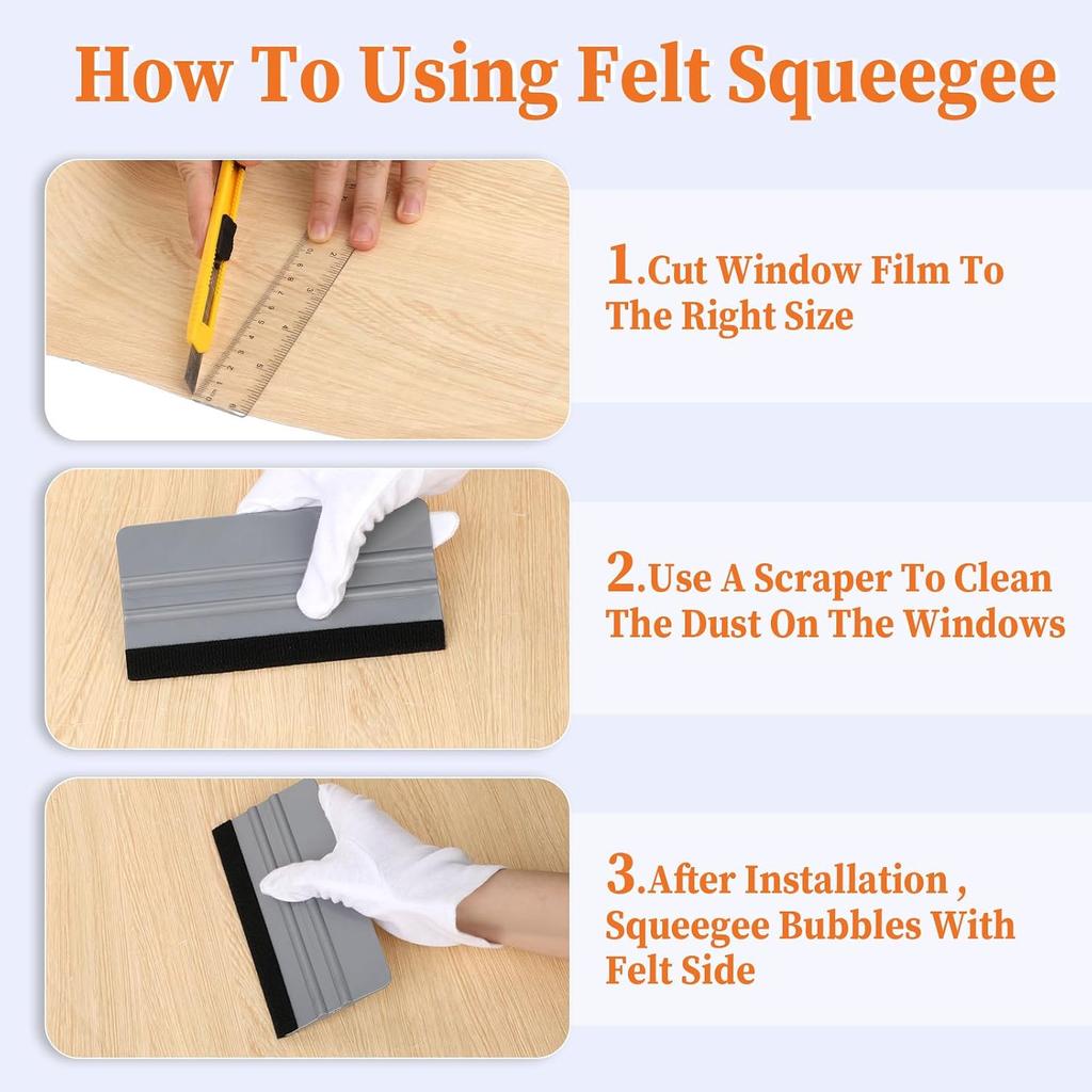 Felt Squeegee for Vinyl, 2 Pcs Squeegee Vinyl Wrap Tool Kit | Car Window Tint Plastic Scraper Wallpaper Smoothing Tools for Crafts Car Wrap Window