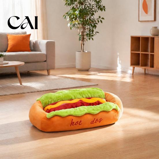Duurzaam Polyester Huisdierenhuis Hotdog Bed, Verwijderbare Wasbare Mat, Gezellig Pluche Nest Warme Mat Schattig Bed voor Kleine Honden Katten Binnengebruik