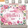 2D Mother's Day Photography Backdrop with Watercolor Pink Flowers and "Happy Mother's Day"