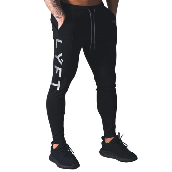 

Спортивные брюки, модные тонкие мужские спортивные штаны со средней посадкой, летние облегающие спортивные штаны для фитнеса, брюки-карандаш, уличная одежда XL чёрный
